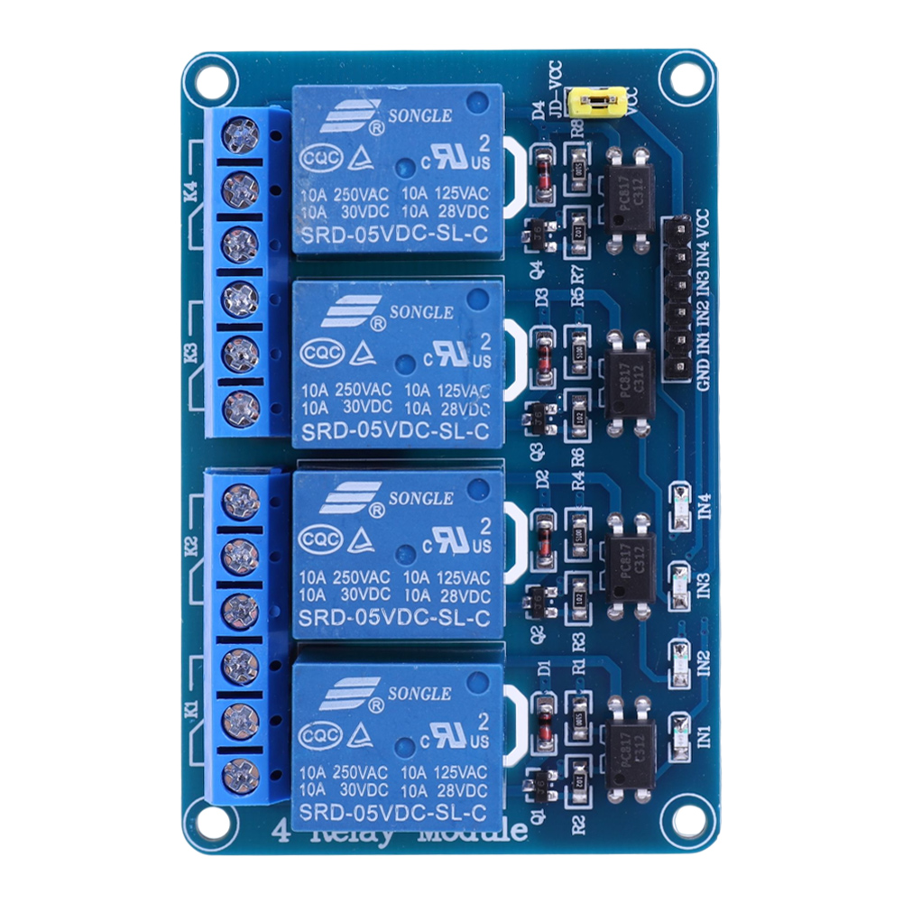 Relay Module 4 Channel - 5В 12В 4-канальная релейная плата с
