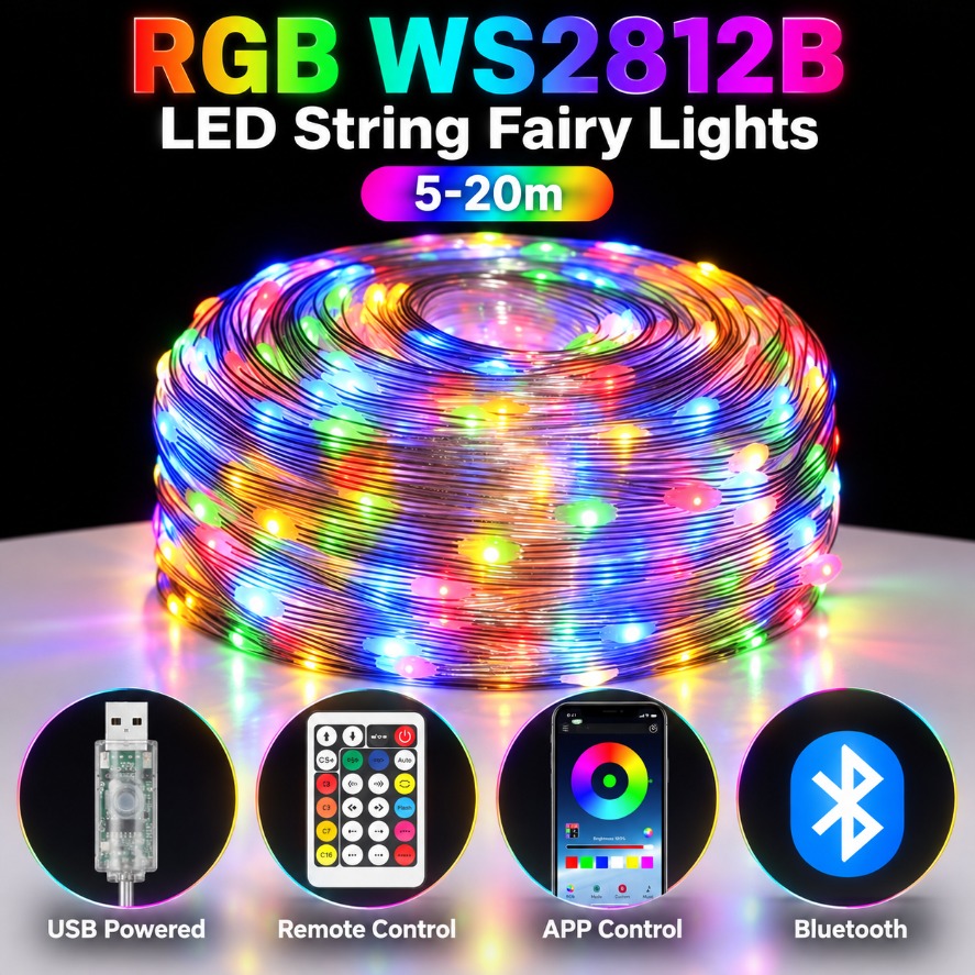 Ws2812B Strip 5V - Светодиодная гирлянда WS2812B RGB длиной 5-20