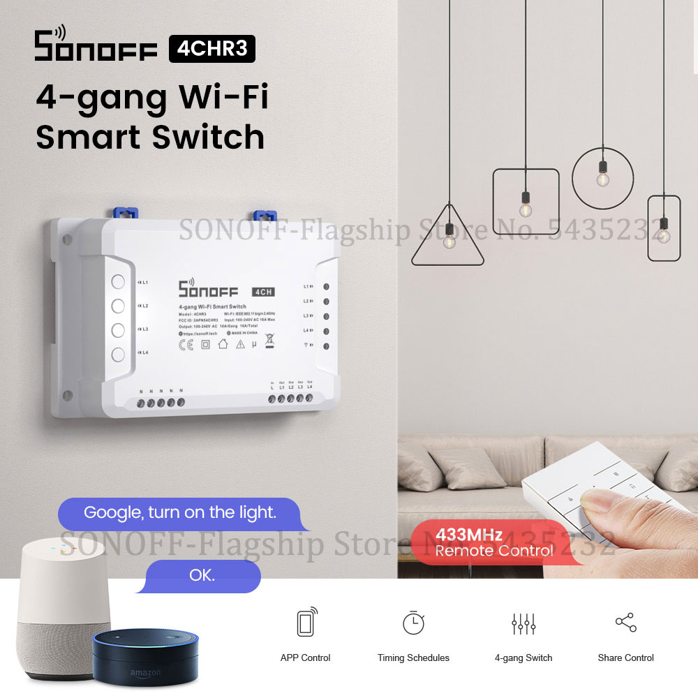 Itead SONOFF 4CH R2 Wi-Fi Бесп – обзор и цена Relay Module 4 Channel