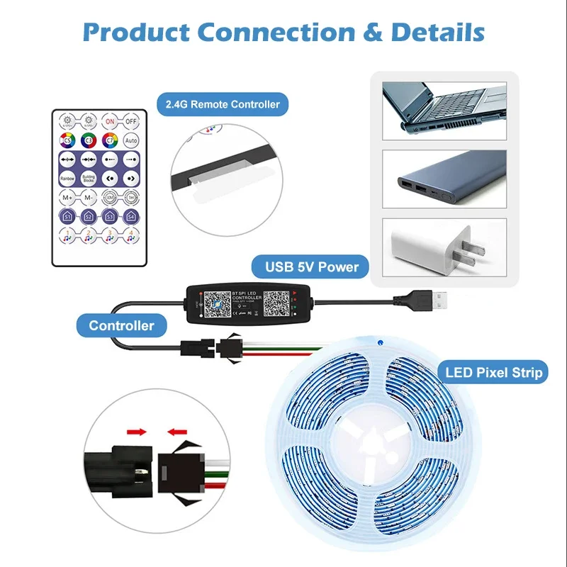 Bluetooth-Контроллер WS2812B д – обзор и цена Ws2812B Strip 5V